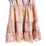 BB Dakota Dreaming of Waves Pink Animal Print Tiered Flutter Mini Dress Size XS Photo 4