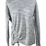 Reebok Women's Ruched Tie Side Heather Gray Crew Neck Long Sleeve Top Size M Med Photo 0