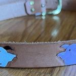VTG Diane Weiss NYC Pigs Hand Tooled‎ Leather Belt Gold Brass Tan Photo 0