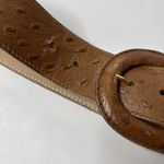 Nordstrom VTG Ostrich Leather Belt Women Size L Brown Wide Buckle Statement Photo 2