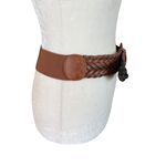 Women's unbranded brown braided stretch leather belt with leather buckle Photo 3