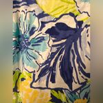 Rafaella  Sleeveless Quarter Zip Polo Blue Tropical Hibiscus NWOT Photo 6