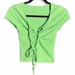 American Eagle  neon green size small crop top with front tie size small Photo 0