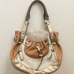 B Makowsky B. MAKOWSKY Tan Beige Gold Leather Slouchy Double Handle Shoulder Bag Photo 1