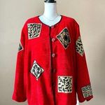 ALLURE | Vintage Red Patchwork Embroidered Jacket Sz 3XL Photo 0
