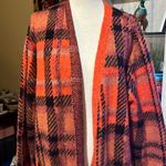 Lucky Brand Sweater Womens orange Plaid Cardigan Long Sleeve Wool Blend XL Photo 1