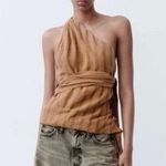 ZARA NWT  Asymmetric One Shoulder Wrap Halter Beaded Boho Top Photo 3