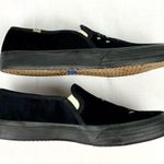 Keds Black Velvet Cheers Sneakers Slip-On Double Decker Shoes New Sz 9.5 NYE Photo 4