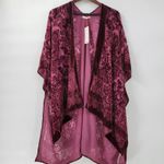 Urban Outfitters Velvet Burnout Kimono Wrap Purple Floral Draped NWT One Size Photo 2