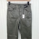 EXPRESS NEW Straight Ankle High Rise Faux Leather Pants Olive Green Size 2 Photo 2