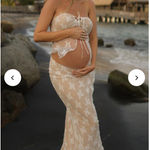 White 2 piece lace tube tie ruffle dress “Momyknows” Size M Photo 1