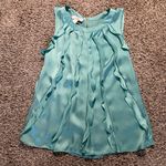 Kenar  Teal Ruffle Front Sleeveless Top Exposed Back Zip L Photo 0