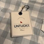 UNTUCKit Women's Santa Marzi Button down Shirt blue white check Size 18 NWT Photo 9