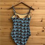 Garnet Hill  Size 8/Medium Brown Blue Floral Leaf Pattern One Piece Swimsuit Photo 8
