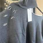 Dance & Marvel Buckle-  Charcoal One Side Off-the-Shoulder Sweater Photo 1