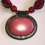 Vintage Pink and Red Coral Boho Western Beaded Necklace Photo 1