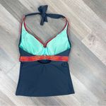 Athleta  Ventana Bra Cup Halter Tankini Top‎ Gray Pink Paisley 32 D DD Photo 9