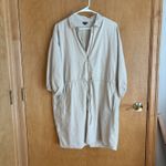 J.Crew Cinched zip-up dress in drapey cotton Womens XS Beige Tan CA555 Photo 1