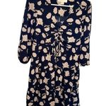 Monteau  V-Neck Cinched Mini Dress Navy Floral Photo 0