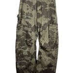 LIONESS Barrel Pants Women XXS Green Camouflage High Waist Wide Leg Utility Photo 0
