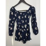 Hollister  Navy Blue Floral Off Shoulder Smocked Romper Coquette Babydoll Y2K Photo 3