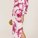 S/W/F Magenta Tie Dye Print Plunge V Photo 0