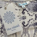 Blue Island Beach Blue Ivory Long Sleeve Tassel Tie Swimsuit Coverup Dress Small Photo 1