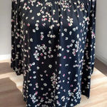 J Jill Wearever‎ Top Womens Size XLP Floral Navy Rayon Spandex Off Shoulder Blue Photo 0