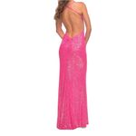 La Femme NWT  Long Sequin Dress in Hot Pink w‎ Plunging Back Sz 8 $378 Photo 1