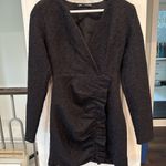 ZARA Black Metallic Ruched Shoulder Pad Mini Dress Women’s Small Photo 1