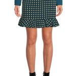 Band Of The Free New Diamond Print Ruffle Mini Skirt Colette Black Teal Sz Large Photo 3