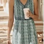 J.Jill Women's A-Line Dress Embroidered Sleeveless Striped Green White XL NWT Photo 0