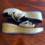 Donald Pliner Italian Siena Gold Bronze Metallic Wedges Strappy Sandal Mule Sz 9 Photo 0