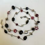 White House | Black Market silver tone chain with beads in black, silver, red and Photo 7