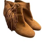 Crown Vintage Womens Suede Randi Fringe Heeled Ankle Boots Camel Size 9M NWOT Brown Photo 0
