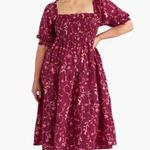Hill House The Nesli Nap Smocked Dress Burgundy Botanical Floral Womens Size XS Photo 0