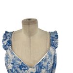 Intermix  Jude‎ Floral Print Midi Dress White Blue Cotton Silk Size 14 Photo 3