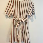 Boutique Cream, Brown And Black Striped Mini Dress Photo 2