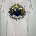 Sinful  x Affliction‎ Women Graphic Short Sleeve Tee Large Blue Gold Photo 0
