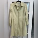Tahari Trench Coat Womens Cream Argyle Print Single Breasted Snap Size 12 Large Yellow Photo 2