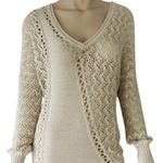 Cache Peek A Boo Metallic Kissed Knit Double V Tie Back Silk Blend Top NWT $118 Photo 1