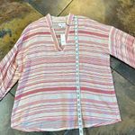 Lou & grey NWT Red Vastra Dobby Stripe Pullover V-neck Tunic Small Photo 5