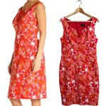 Adrianna Papell  Floral Print Sheath Knee Length Dress Women's 12 Pink Cocktail Photo 1