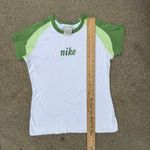 Nike Y2K 90s  women’s babydoll tshirt green white logo gray tag size LARGE Photo 8
