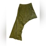 Topshop NWOT  Nordstrom Side Asymmetric Drape Satin Midi Skirt Green Size US 6 Photo 3