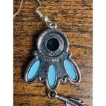 S925 Faux Turquoise Feather Earrings Blue Photo 2