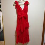 VICI  Carrie in Paris Tie Shoulder Tulle Tiered Polka Dot Midi Dress Photo 10