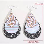 Handmade Water drop shape 3 layer faux leather light weight teacher‎ dangle earrings Photo 7