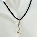 Faceted Clear Sphere Music Note Disco Globe Bronze Wire Wrapped Pendant Gold Photo 0