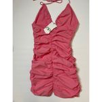 ZARA  Barbie Pink Ruched Cutout Halter Mini Dress Sz XL Women Photo 5